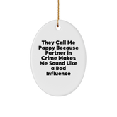 Pappy Gifts for Him Funny Oval Ornament, Christmas Unique Presents from Friends - Image 1